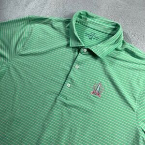 Vineyard Vines Mens XXL Green Pink Striped‎ Performance Polo PJCC Lighthouse Top